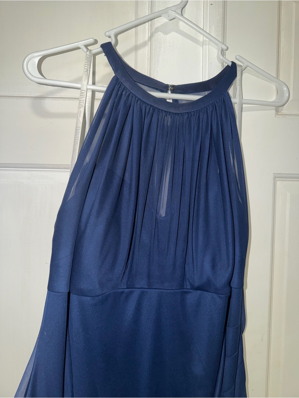 David's Bridal Navy Halter Maxi Gown - Picture 3 of 4